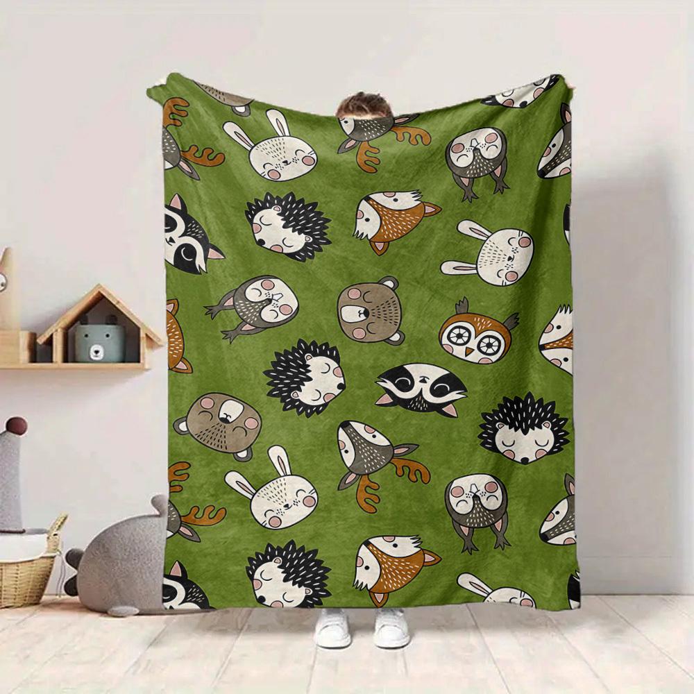 1pc Forest Animals Blanket, Lightweight Flannel Throw Blanket For Sofa, Bed, Travel, Camping, Living Room, Office, Couch, Chair, And Bed