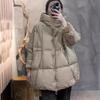 Womens Mid-Length Loose Hooded White Duck Down Winter Coat Warm Thick Puffer Jacket Commuting Outdoor