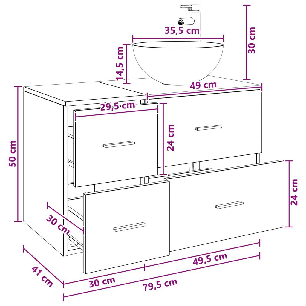 Bathroom Furniture Set 2 Pcs Grey Sonoma Particleboard