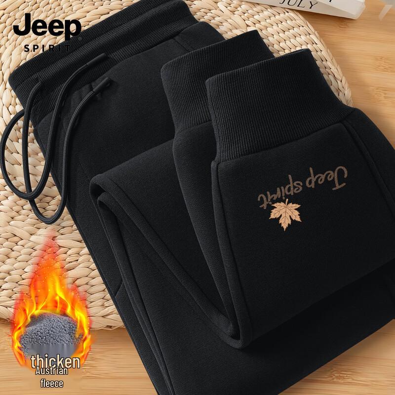 JEEP SPIRIT Men s Thickened Fleece-Lined Jogger Sweatpants 3XL