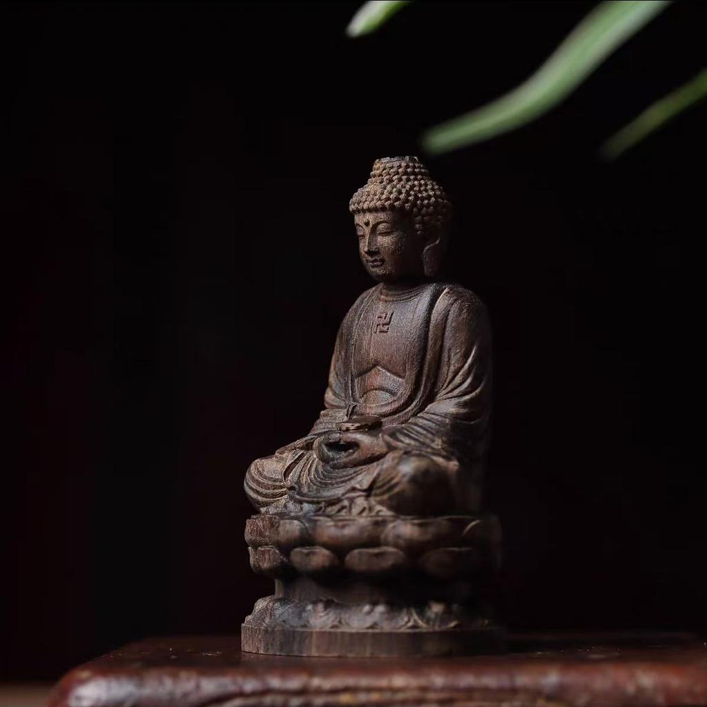 Agarwood Carving Lotus Seated Statue Figure of The Buddha Desktop Ornament Home Worship Craft Gifts Decoration Ornament