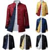 Traditional Chinese Tang Clothing Outer Jacket For Men With Doublesided Wear And Pocket Decor Perfect For Autumn