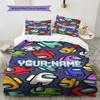Among Us Custom Name Pattern Bedding,Quilt Set Quilt Cover Pillowcase Home Birthday Gift(1 * Duvet Cover + 2 * Pillowcase, Without Core)