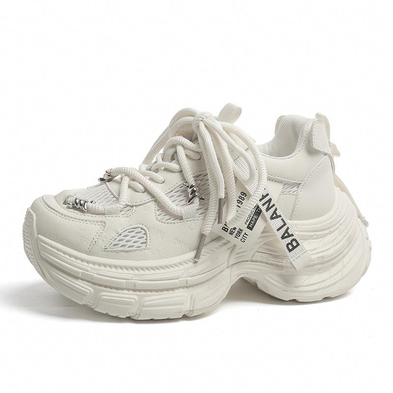 Fashion sports lace-up muffin platform dad shoes women's 5 spring new small height increase casual sports shoes