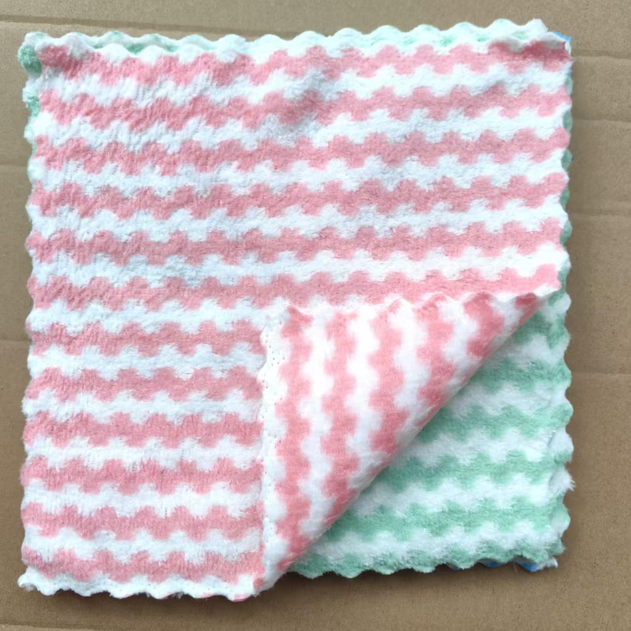 Water Absorbent Coral Fleece Dishcloth & Scouring Pad