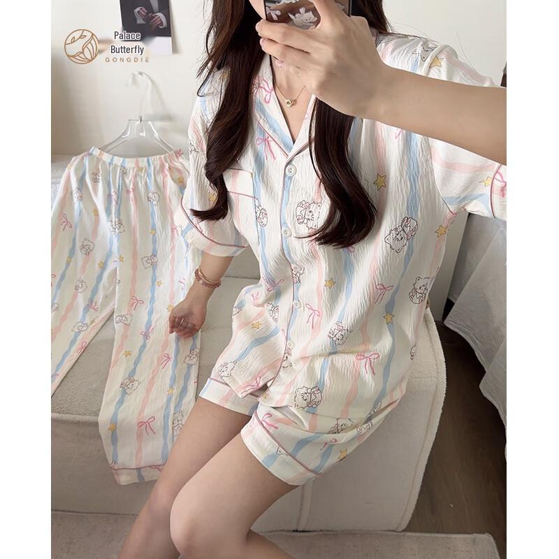 Gongdie Mikko Cartoon Women s 3-Piece Summer Loungewear Set M (Recommended 80-100 jin)