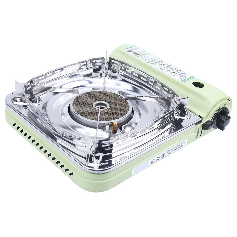 

MS3500CS Camping Butane Portable Gas Stove Outdoor Windproof Portable Barbecue Stove(Green Silver )