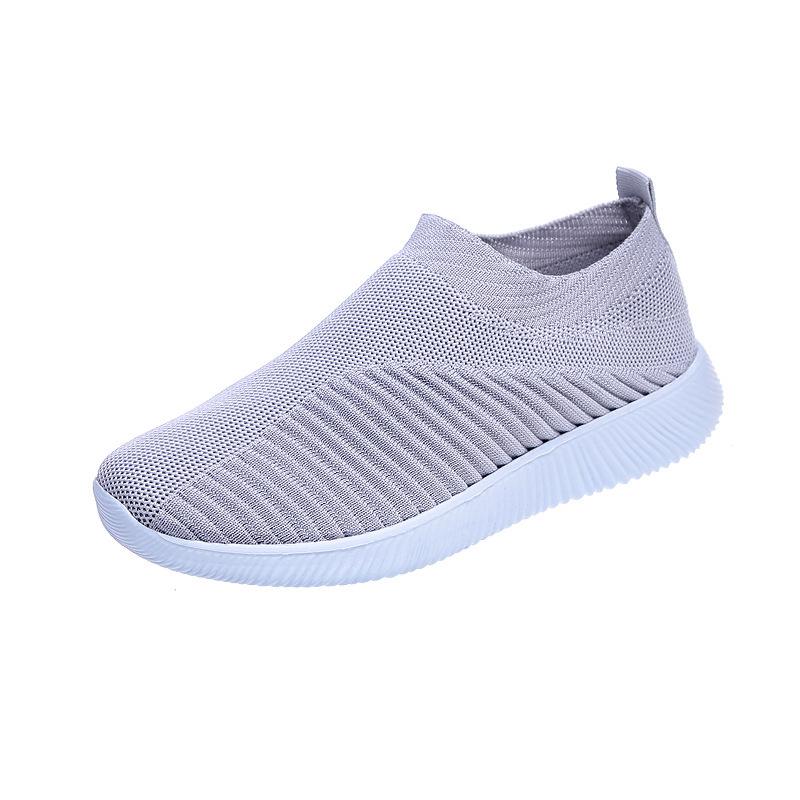 Women's Plus Size Flyknit Casual Running Shoes - Breathable Low-Top Sock Sneakers