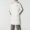 adidas 3S L Down Jacket Windproof Water-Repellent Warm Hooded Striped Mid-Length Duck Down Coat Men Jacket White KC2497