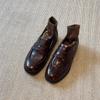 Retro Leather One-pedal Lazy Shoes Women's Thick Heel Flat-soled Single Shoes British Style Small Leather Shoes Loafers