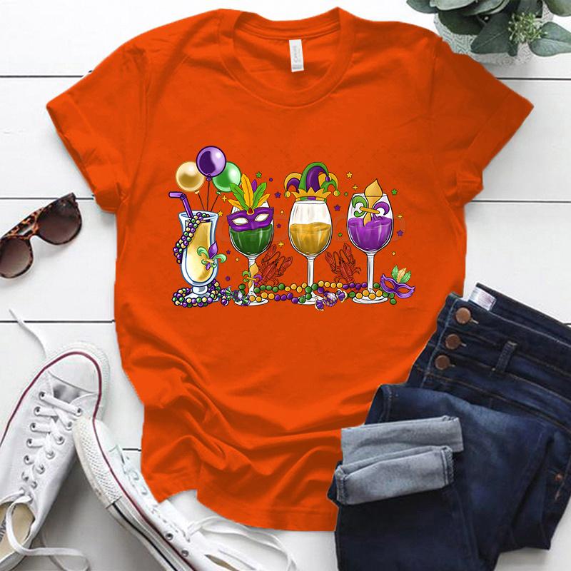 Mardi Gras Drink Shirt for Women Fat Tuesday Wine Graphic Tee Mardi Gras Drinking Party Classic Tops Carnival Vintage T Shirts