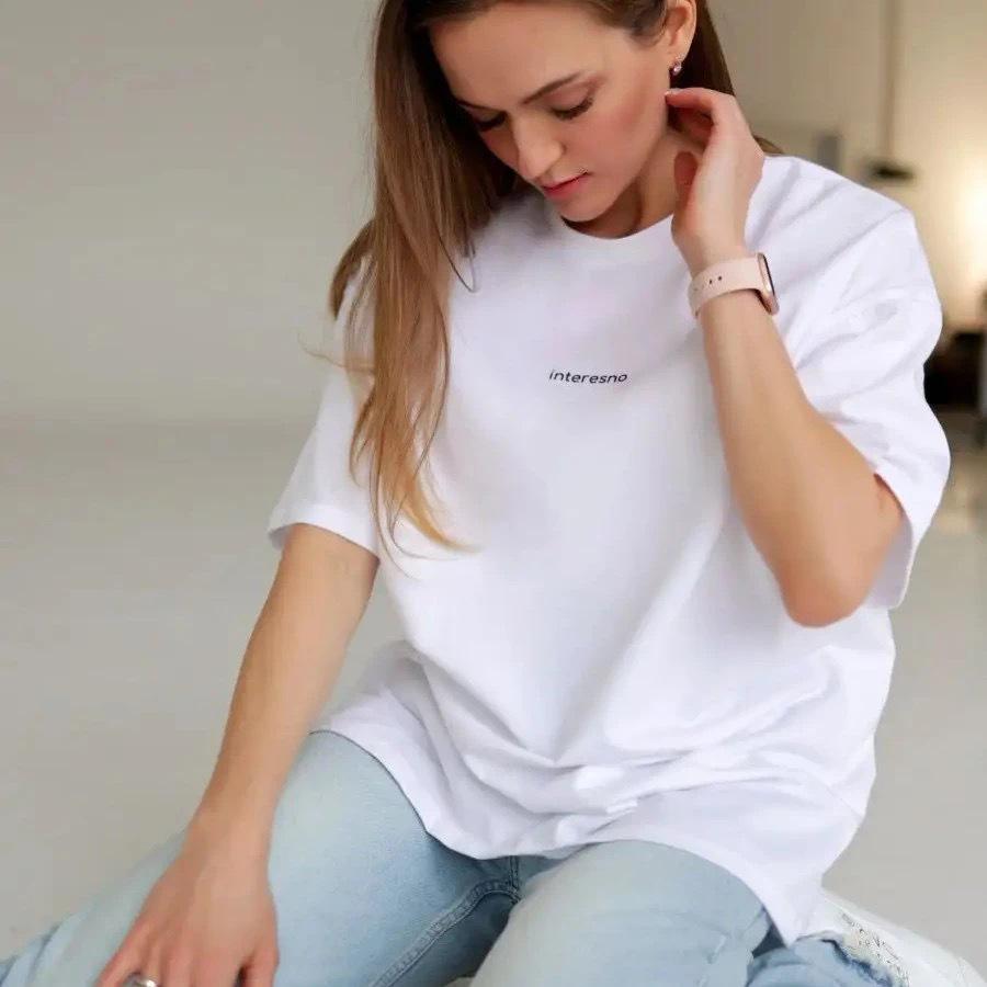 European & American Style Loose Fit Letter Print Cotton T-shirt for Women - Summer Casual New Arrival