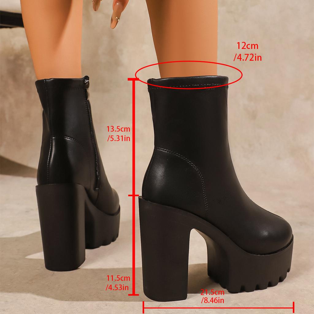 Fashion 11.5CM hate sky high waterproof platform shoes autumn winter new ultra-high heel women short boots increase wedge heel shoes