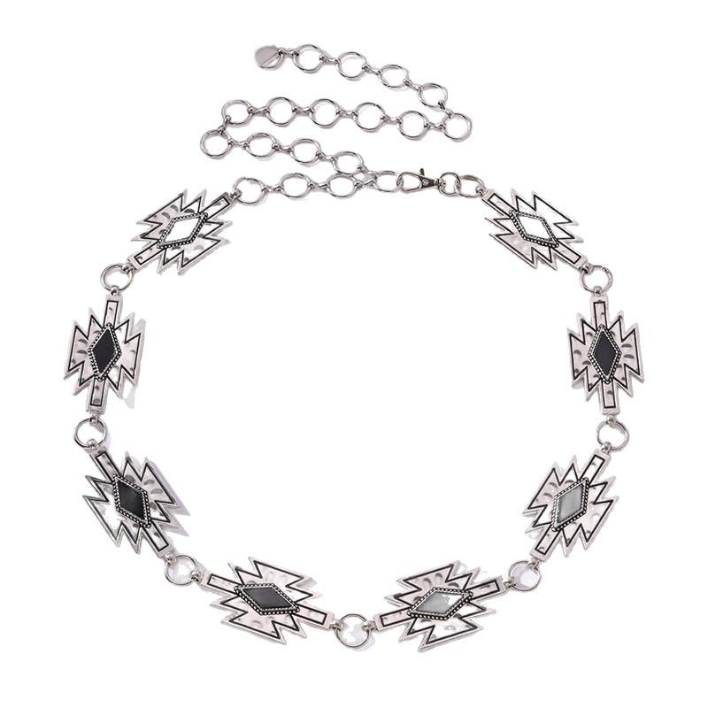 Women's High-end Waist Chain Sweet Cool Belt Lightning Inlaid Women's Waist Chain Sweet Metal Waist Chain Women's Waist Chain