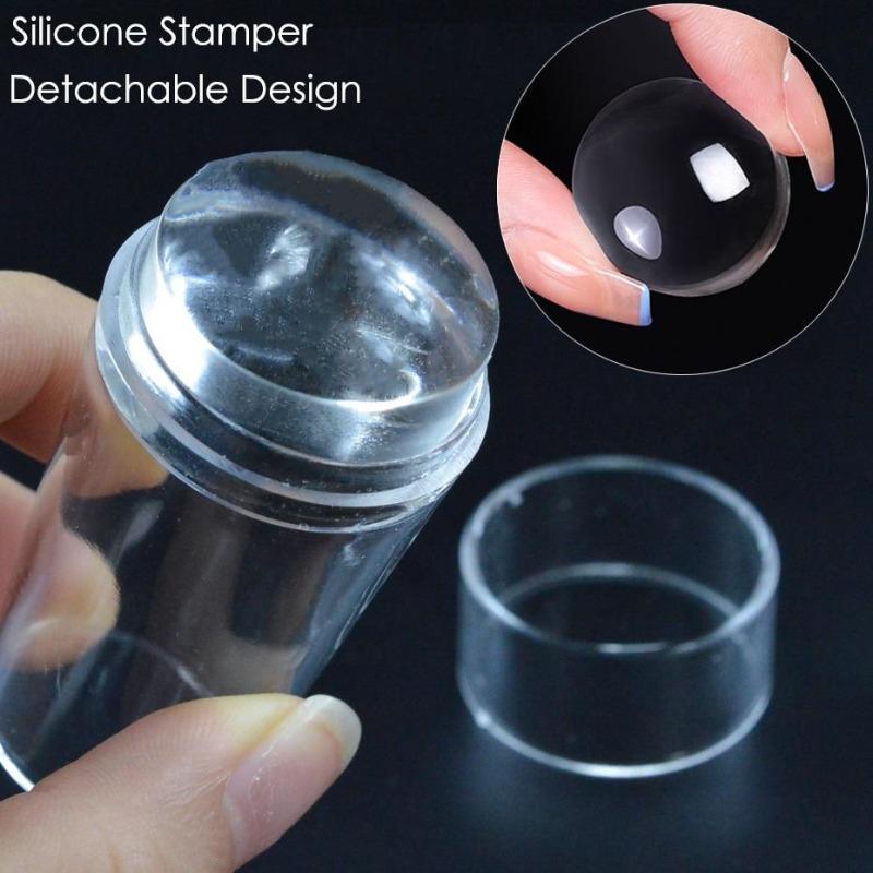 Nail Stamper Set Jelly Head with Scraper Nail Art Template Print Silicone Stamping Plate Tools Manicure Accessories