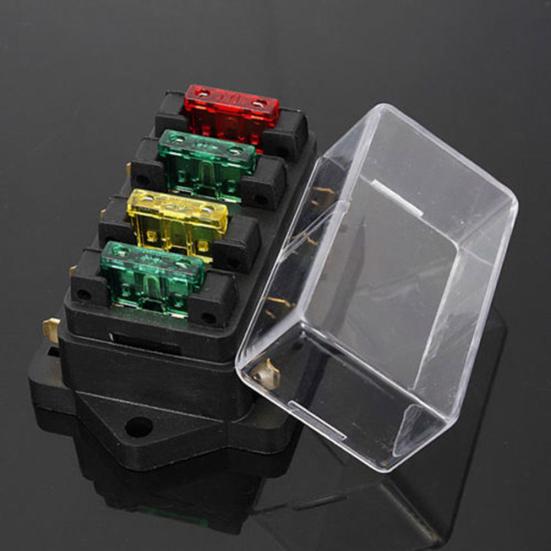 12V/24V Car Vehicle Van Circuit Standard ATO 4 Blade Fuse Box Block Holder+Fuse