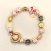 Rosa Cloisonné Neunschwanzfuchs Armband mit Blattgold und Emaille-Perlen