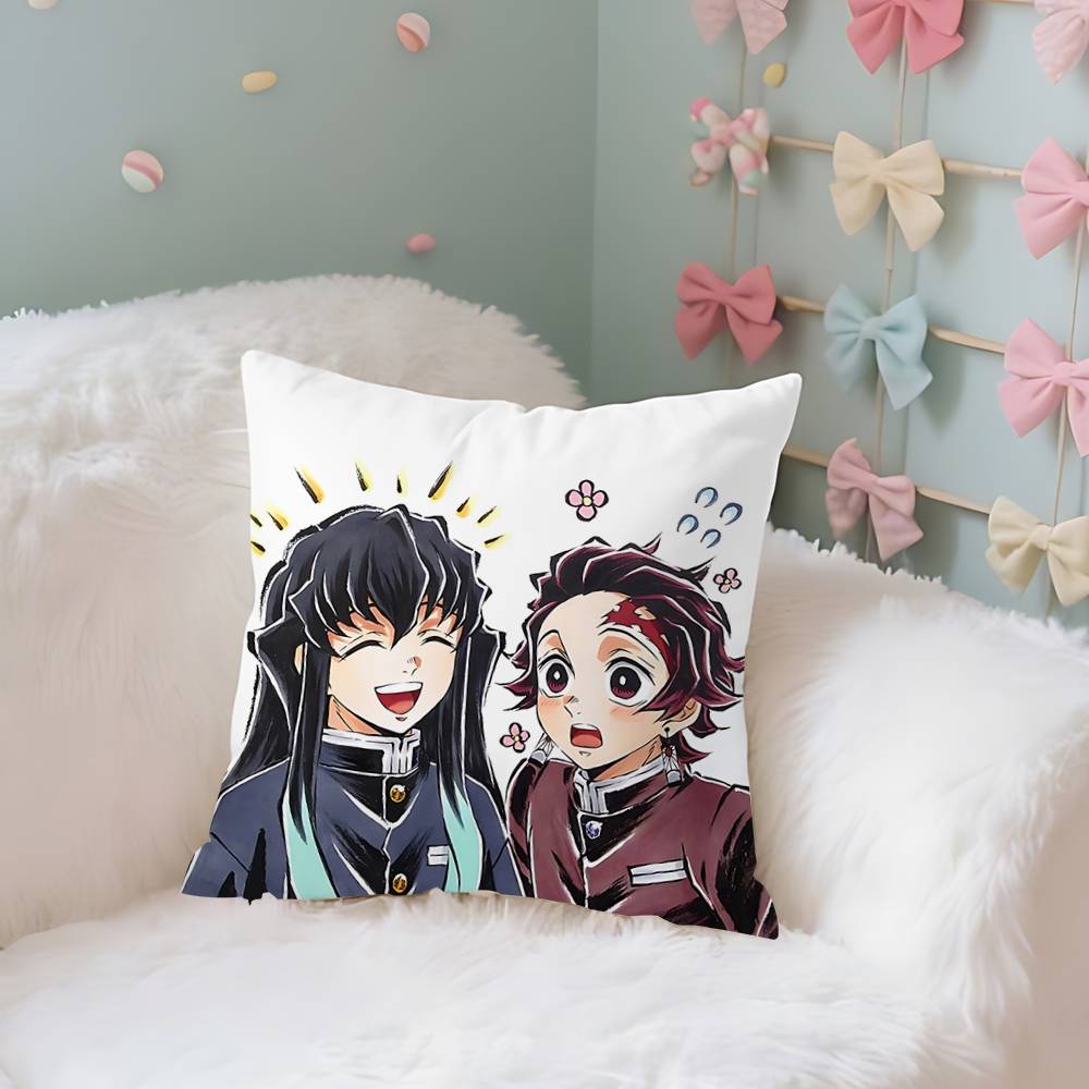 Amine K-Kimetsu No Yaibas Case Plush Fabric Soft Pillowcase Double Sided Print Cushion Cover Household Gifts