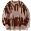 Women S Color Block Round Neck Loose Fit Long Sleeve Knit Sweater