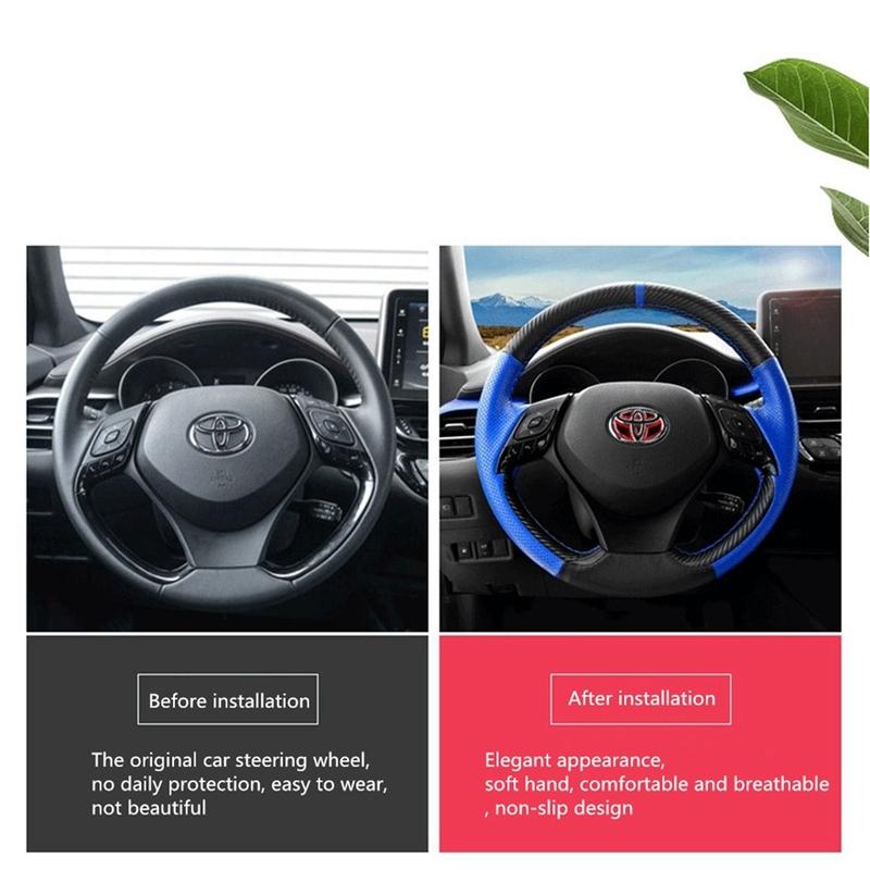 DIY  made paragraph  leather Car Steering Wheel Wrap Cover For Toyota CHR C-HR 2017 2018 Car accessories