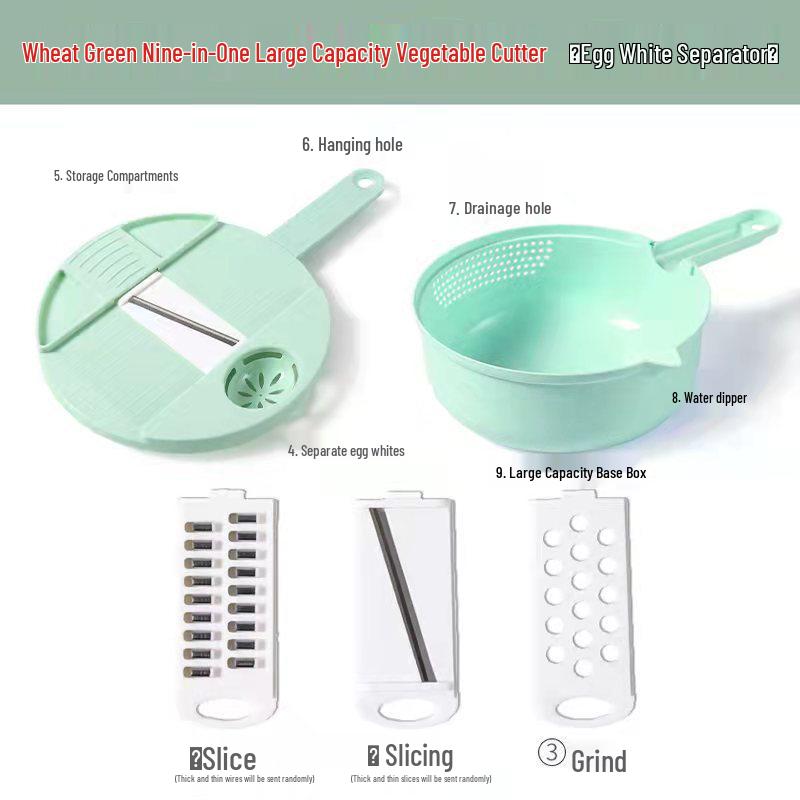 9-in-1 Multifunctional Vegetable Cutter and 12-Piece Grater Set for Potato and Carrot Shredding