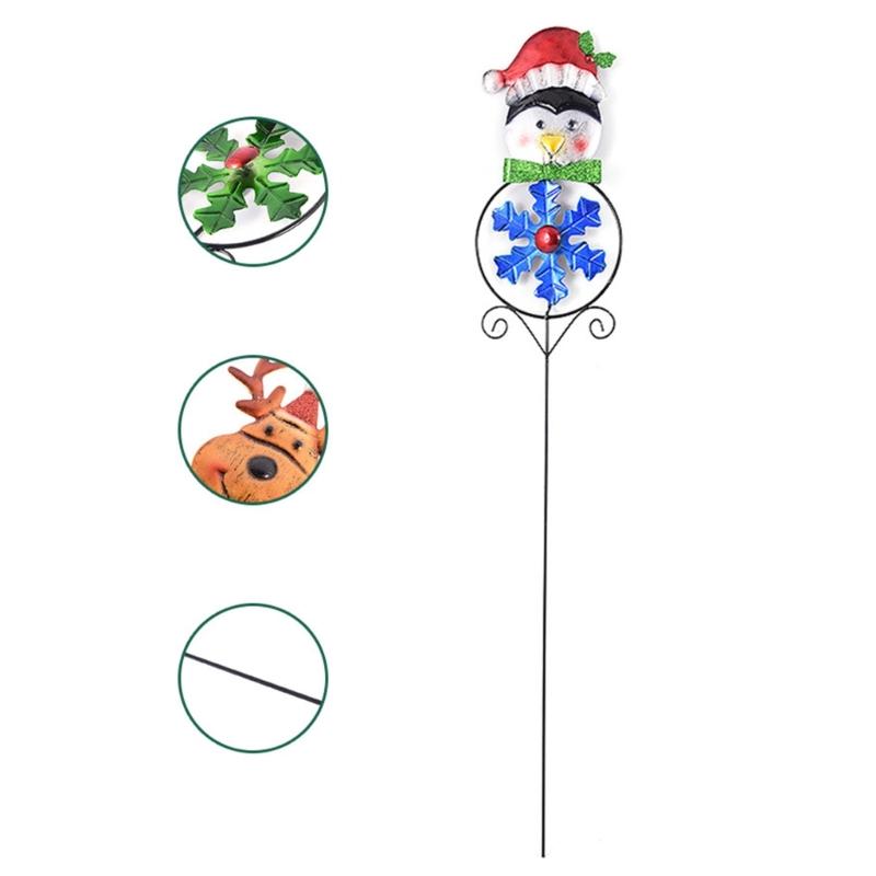 Christmas Metal Stake with Windmill Snowman Santa Garden Decor for Outdoor Decorations Yard Lawn Pathway Driveway Sign