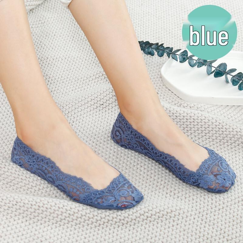 Șosete Scurte din Dantelă Stil Japonez pentru Femei - Drăguțe, Subțiri, cu Talpă din Bumbac Antiderapantă cu Silicon, Șosete Invizibile Tip Barcă de Primăvară/Vară