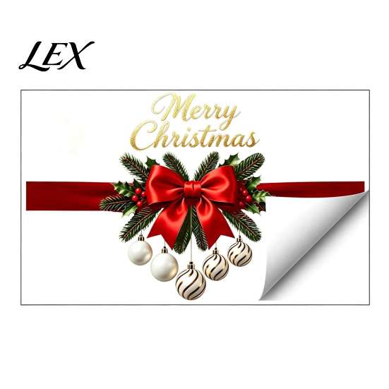 Waterproof Christmas Wall Art Gold Merry Window Clings, Decorative PVC Decals for Holiday Bows Windows Home Glass Decor, Removable Stickers Storefront