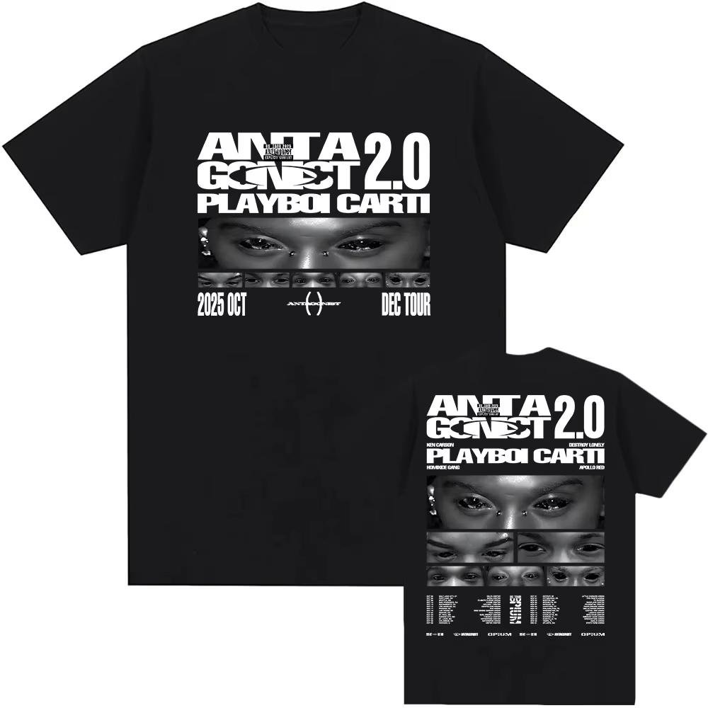 

PLAYBOI CART ANTAGONIST TOUR T-shirt Short Sleeve Cotton Men s Women T Shirts Casual Fashion Singer Graphic Tee-shirt Print T... 5XL різнокольоровий