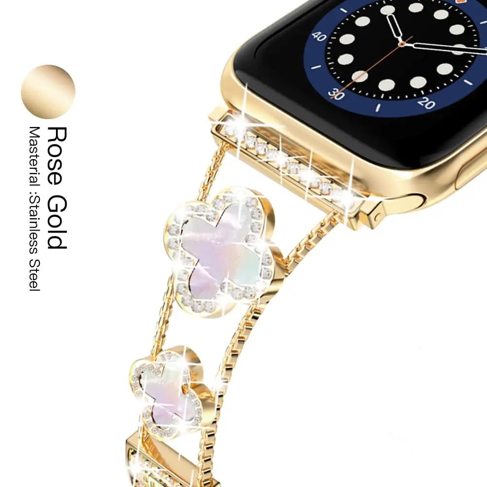 Women Diamond Bracelet Strap Metal Belt Watch Band for Apple Watch Ultra2 49/45/44/42/41/40/38mm Iwatch Series 8 7 SE 6 5 4 3