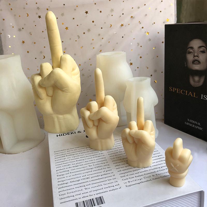 DIY Middle Finger Aromatherapy Candle Mold - Silicone for Handmade Resin & Plaster Ornaments