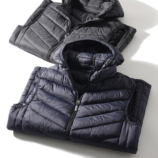 Heren Winter Gilet met Capuchon Mouwloos Rits Vest Jas met Zakken Effen Kleur Casual Katoenen Gilet