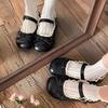 Cute Round Toe With Bow Ladies Footwear Retro Women's Flat Mary Jane Shoes Fashionable 2025 Trend Social 39 Elegant Dress Shoe