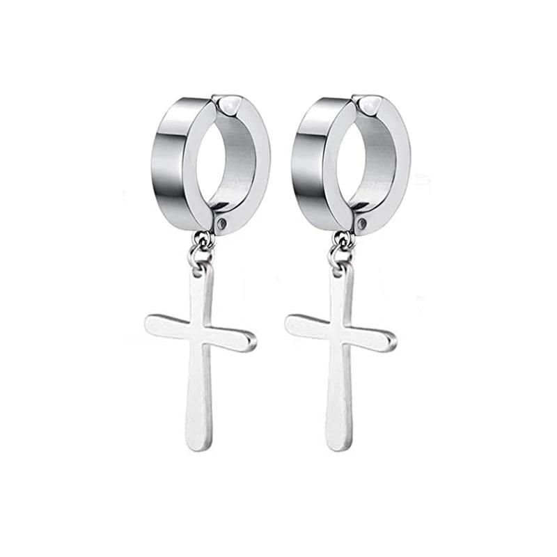 10 Pairs Magnetic Stainless Steel Cross Stud Earrings (No Piercing Required)
