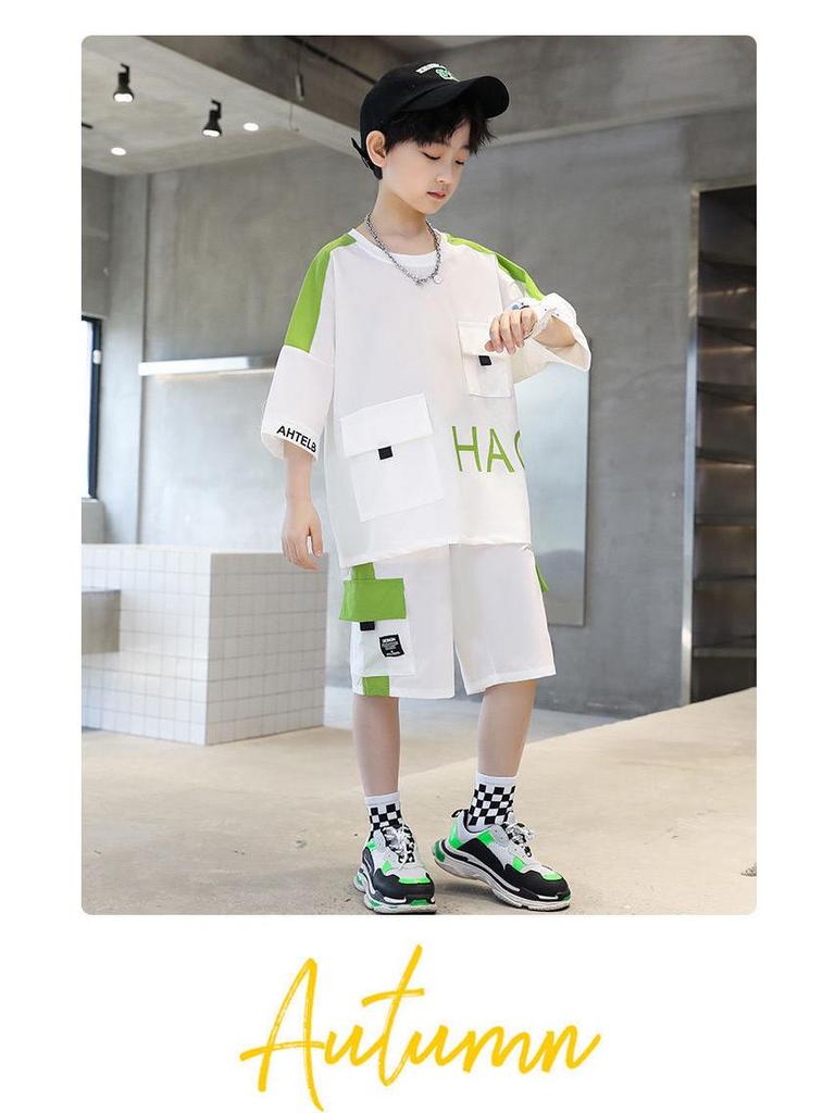 2025 Boys' Trendy Summer Short Sleeve Set - Stylish and Lightweight for Mid-to-Big Kids