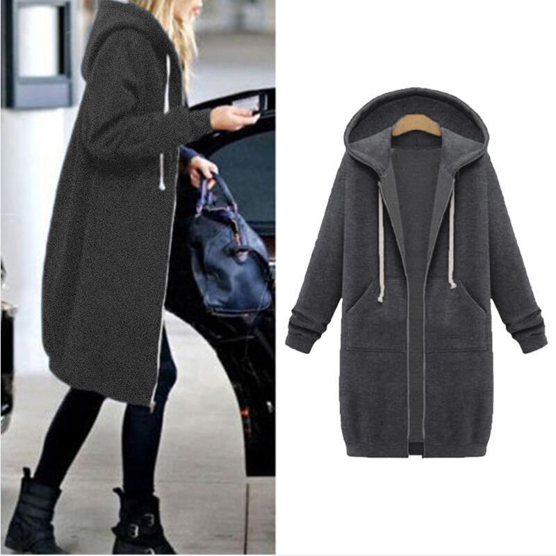 Europe, America, cross-border Amazon autumn and winter super long velvet large size women's sweater loose hooded jacket cardigan