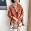 Women's Winter Ink Painting Scarf Shawl - High-End Imitation Cashmere, Knitted for Warmth and Style