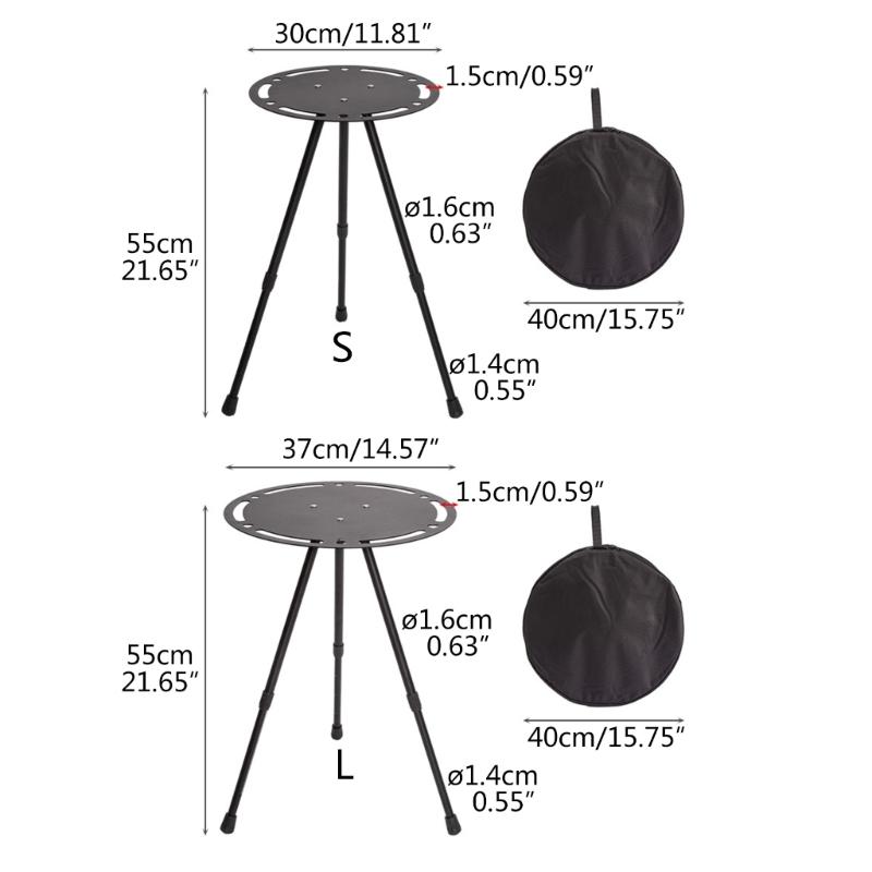Outdoor Folding Round Table Adjustable Height Small Folding Camping Table