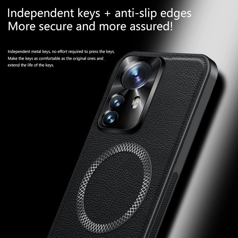 For Xiaomi Mi 12 Pro 12S Pro Case Magnetic Elegant Leather Wear-Resistant Lens Fully Covered Non-Slip Grip Edge Cover Shell