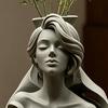 3D Printed Human Bust Vase Artistic Sculpture Planter for Succulents Matte PLA Desktop