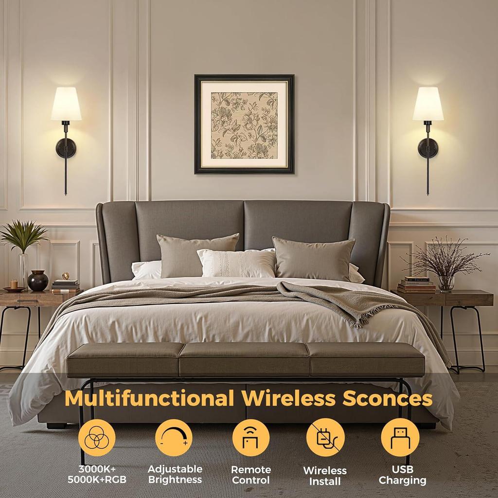 Nordic Wireless RGB Dimmable Ambiance Wall Lamp for Bedroom Sofa Stairs