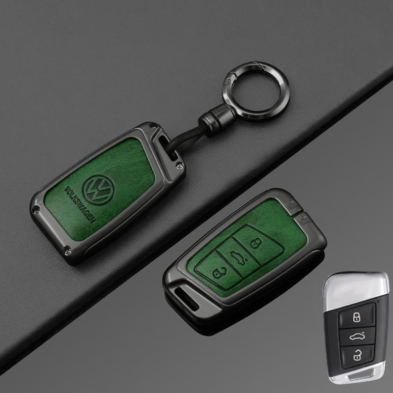 For VOLKSWAGEN VW VW Zinc Alloy Leather Car Key Case Cover For Volkswagen Tiguan MK2 Magotan Passat B8 CC Shell Fob key chain Ac