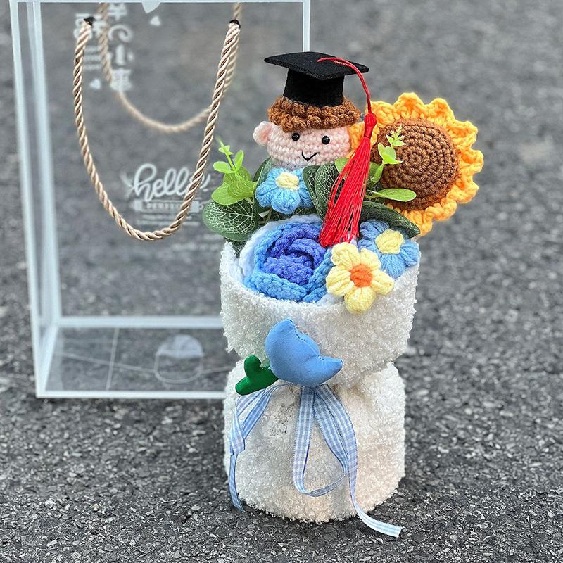Handmade Artificial Flowers Graduation Sunflower Bouquets Diy Bouquet Crochet Flowers Valentine'S Mother'S Day Birthday Gift Items