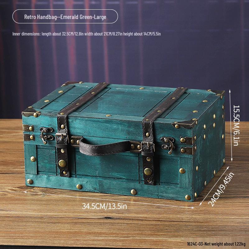 Vintage Distressed Wooden Suitcase Storage Box - Antique Style Photography Prop & Decoration