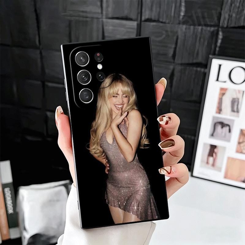 CR66 S-Sabrina C-Carpenter Soft Phone Case for Samsung Galaxy S26 S25 Edge S24 Ultra S23 Plus S22 S21 FE S20 Black Cover Back Sh