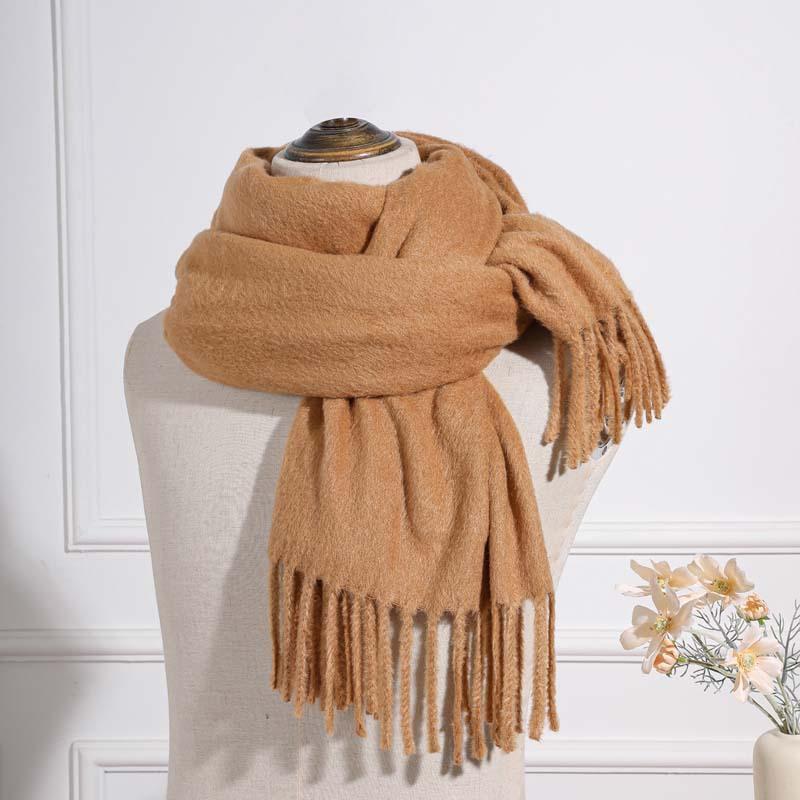Imitation cashmere scarf women's autumn and winter mink hair men's scarf light luxury high-end sense solid color scarf Korean atmosphere sense