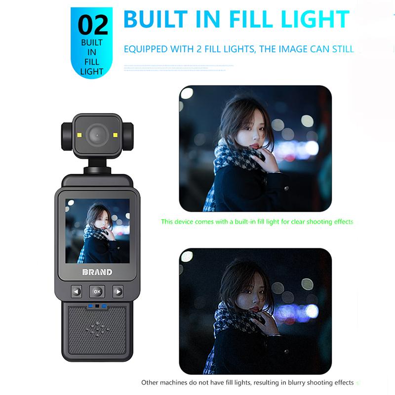 HD 1080P Mini Camera 360 ° Rotating Handheld Action Camera WiFi Sports Wearable Body Camera Travel Bicycle Driver Recorder Outdoor Motion Camera