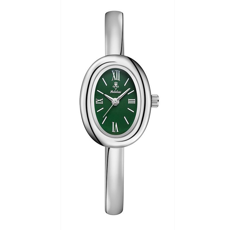 Yalalusi Золотые Винтажные Женские Минималистичные Кварцевые Овальные Часы-Браслет