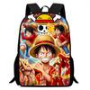 15 Inch Cartoon One Piece Mochila Backpack, Light Weight Unisex School Backpack for Boys Girls Age 6-10 Casual Travel Daypack