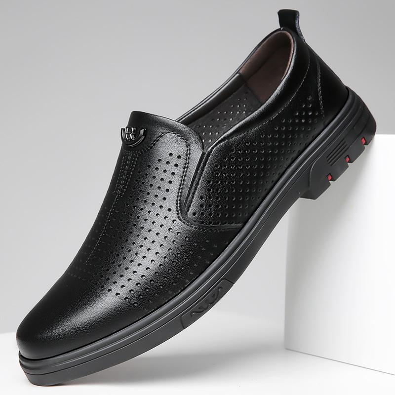 Fashion 2024 New Genuine Leather Men Leather Shoes Fashion Casual Hollow Out Sandals Male Designer Non-slip Soft Bottom Shoes for Men